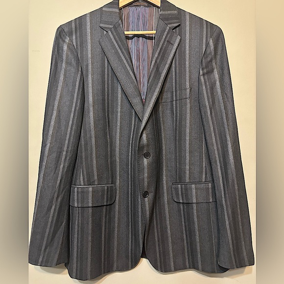 ETRO Milano Italian Wool, Silk/Cupro Lined Striped Designer Blazer - Picture 1 of 12